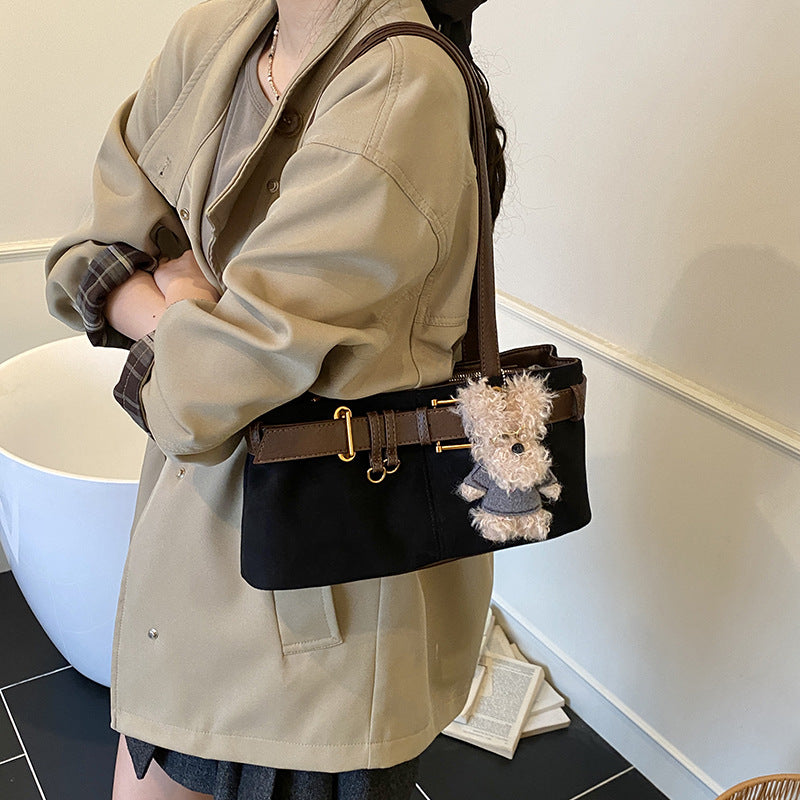 Women's Niche Retro Suede Baguette High-grade Commute Bags