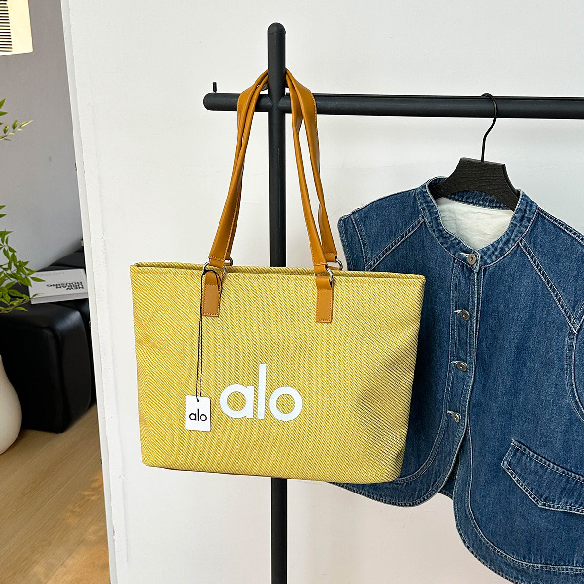 Women's Style Simple Letter Canvas Commuter Large Tote Bag