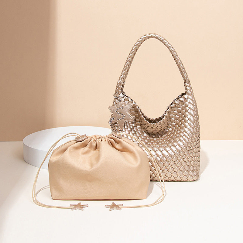 Women's Popular Gun Underarm Fashion Handmade Woven Trendy Simple Portable Vegetable Women's Shoulder Bag