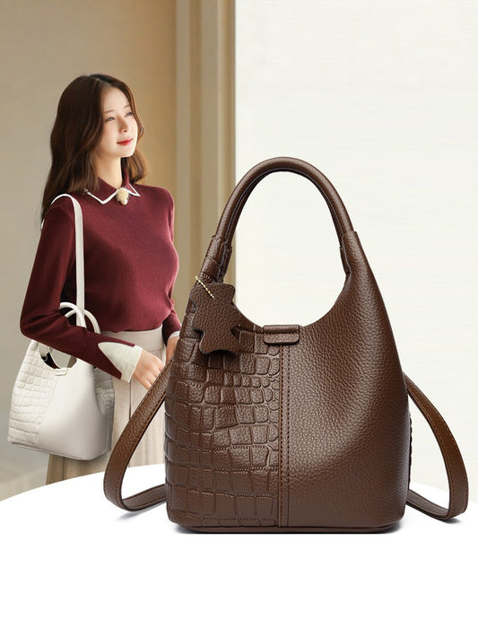 Women's Leather Commuter Fashion Deformation One Combination Bucket Bag