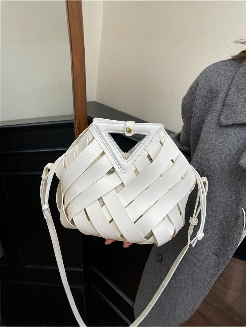 Women's Woven Fashion Triangle Magnetic Snap Commute Design Bags