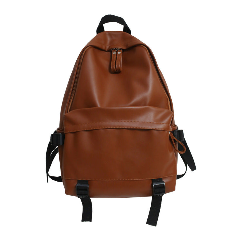 Men's Color Leather Female Versatile Large Capacity Backpacks