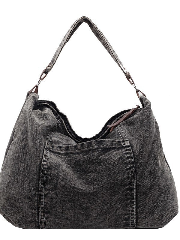 High-grade Washed Denim Style Simple Fashion Solid Shoulder Bags