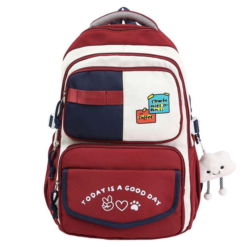 Style Contrast Color Early High Large Capacity Leisure Backpack