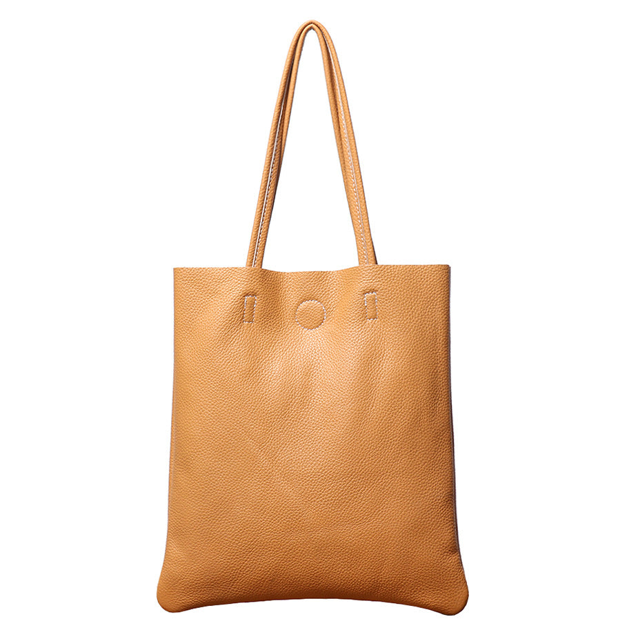 Women's Genuine Leather Simple Easy Matching Large Capacity High Sense Trendy Tote Bag