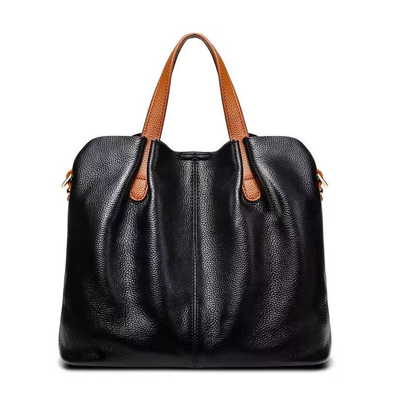 Women's Genuine Leather Fashion Color Contrast First Layer Women's Handbag