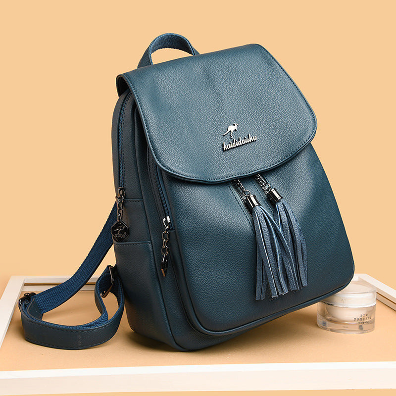 Women's Fashionable Large Capacity Soft Leather Trendy Backpacks