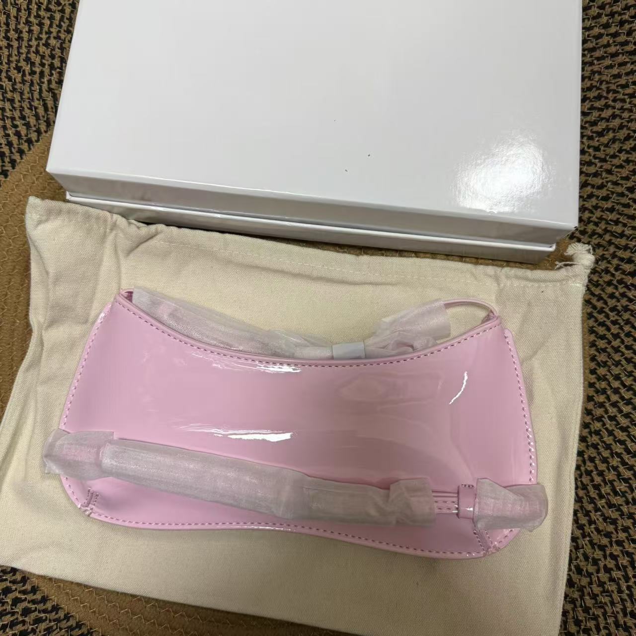 Women's Correct Letter Patent Leather Baguette Premium Underarm Bag