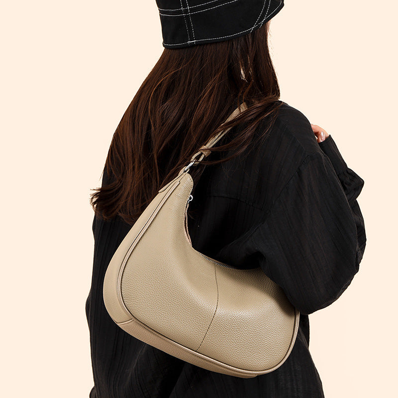 Women's Fashion Popular Oil Wax Leather Trendy Style Niche Shoulder Bags