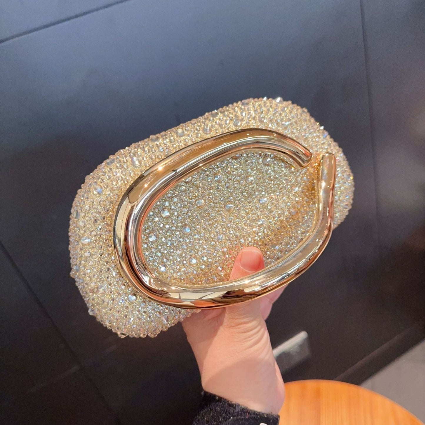 Trendy Classic Round Box Clutch Dinner Acrylic Vintage Handle