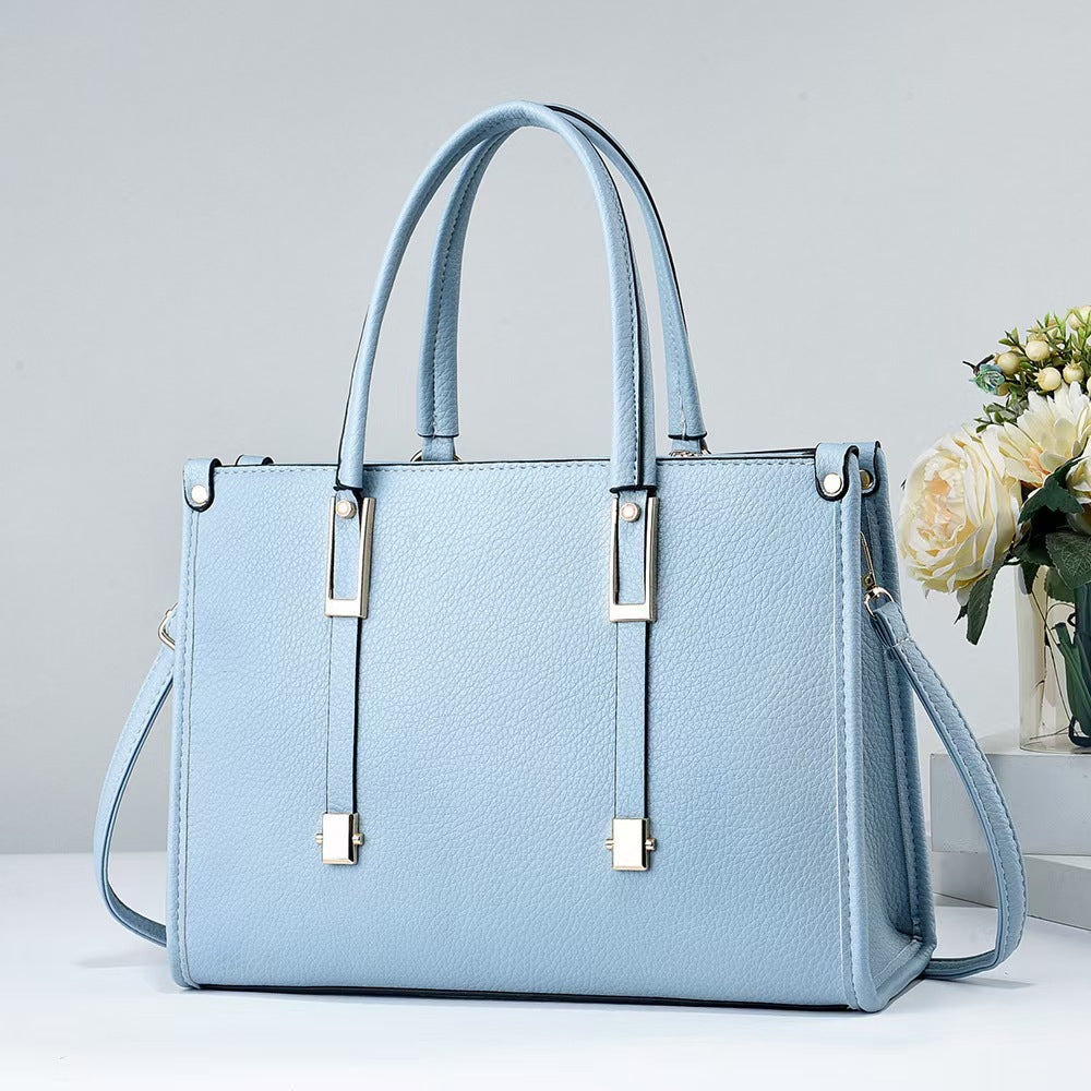 Women's Color High Quality Large Capacity Textured Portable Simplicity Tote Bag