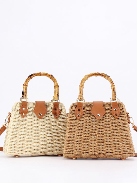 Retro Artistic Idyllic Style Premium Woven Imitation Bamboo Everyday Joker Women's Messenger Bag