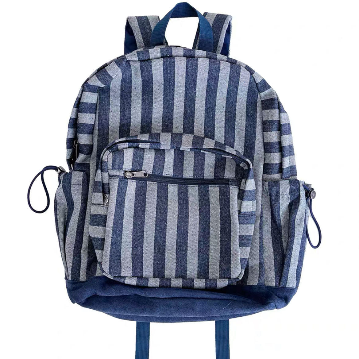 Stitching Veet Striped Denim Large Capacity Lovers Backpacks