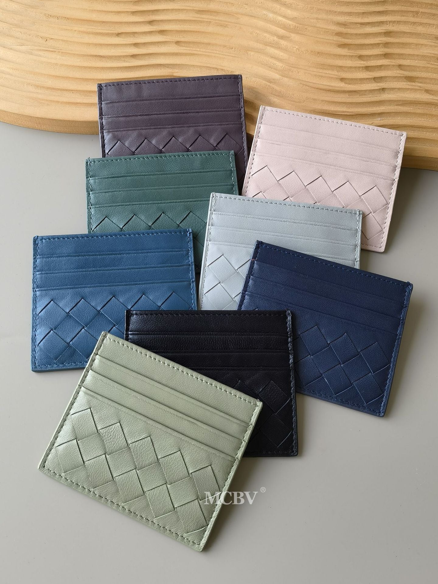 Authentic Leather Weave Wide Plaid Mini Clamp Exquisite Card Pack Card Sleeve