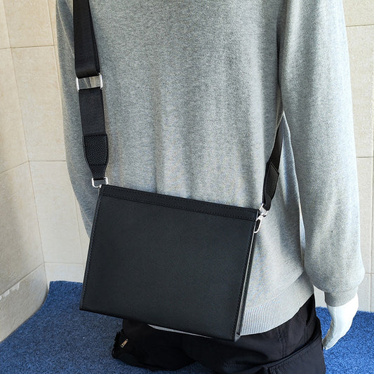 Men's Trendy Black Simple Large Capacity Hard Tablet Bags