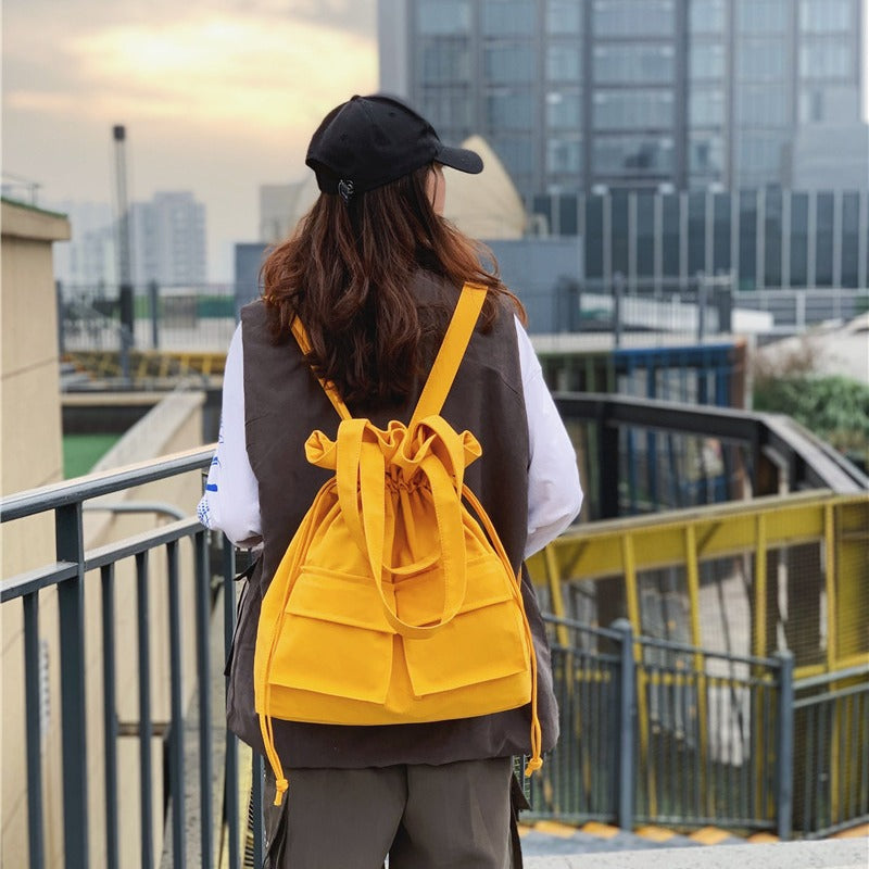 Women's Style Solid Color Large Capacity Canvas Bags