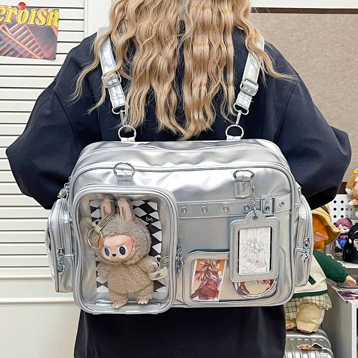 Light Valley Large Capacity Star Chasing Person Doll Two Shoulders Women's Shoulder Bag