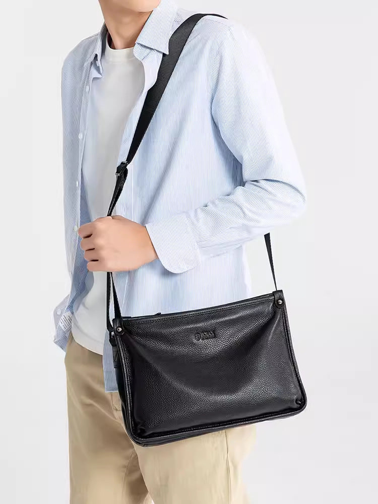 Men's First Layer Cowhide Business Genuine Leather Premium Mobile Men's Messenger Bag
