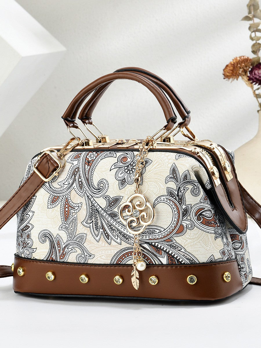 Women's Style Embossed Pillow Large Capacity Western Hand Carrying Bags