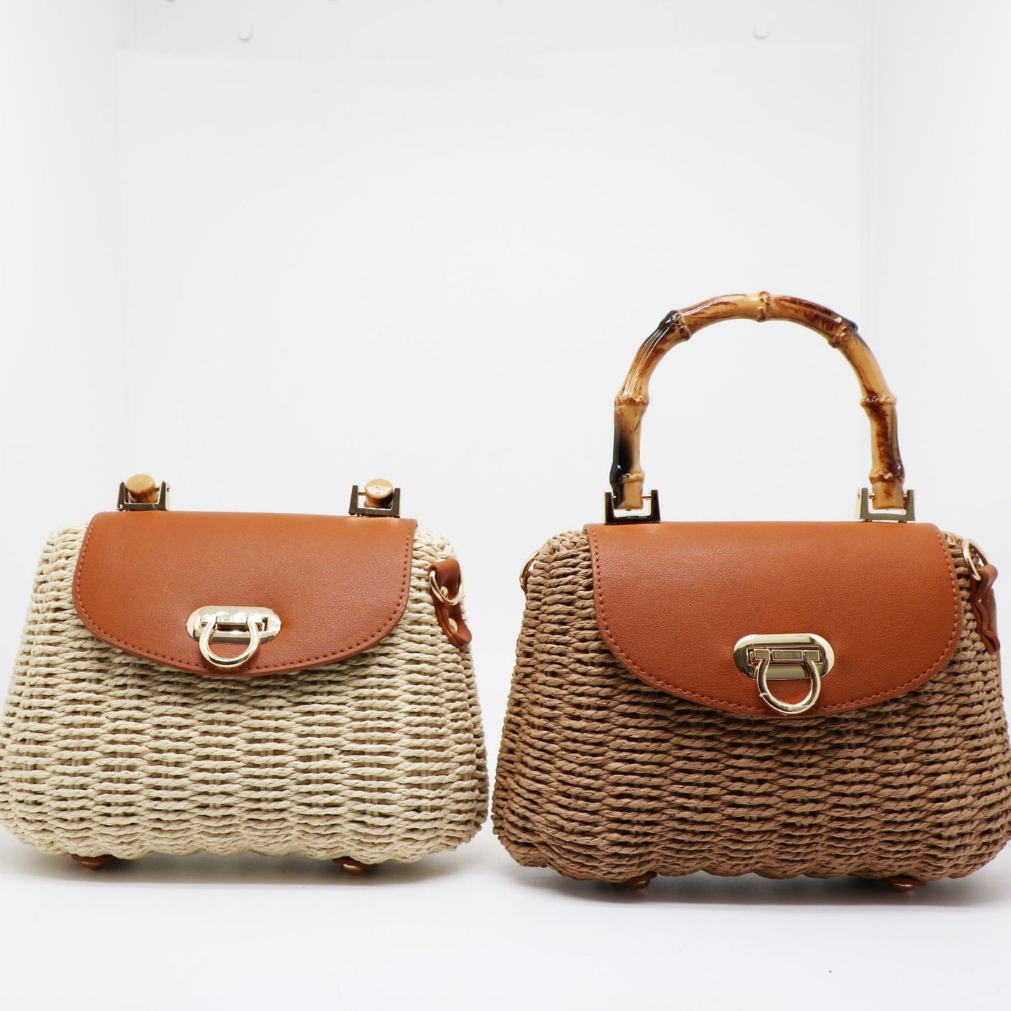 Hand-woven Female Paper String Frame Cow Women's Shoulder Bag