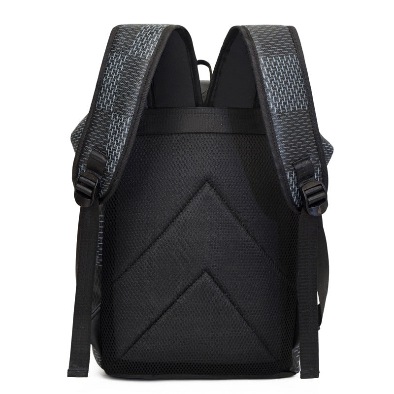 Men's Large Capacity Plaid Business Computer Trend Leisure Backpack