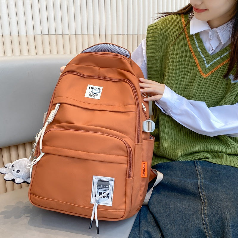 Style Solid Color For Boys Large Capacity Trendy Simple Backpacks
