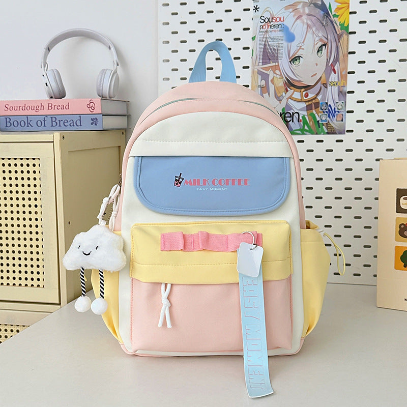 Good-looking Large Capacity Junior High Class Dopamine Style Simple Leisure Backpack