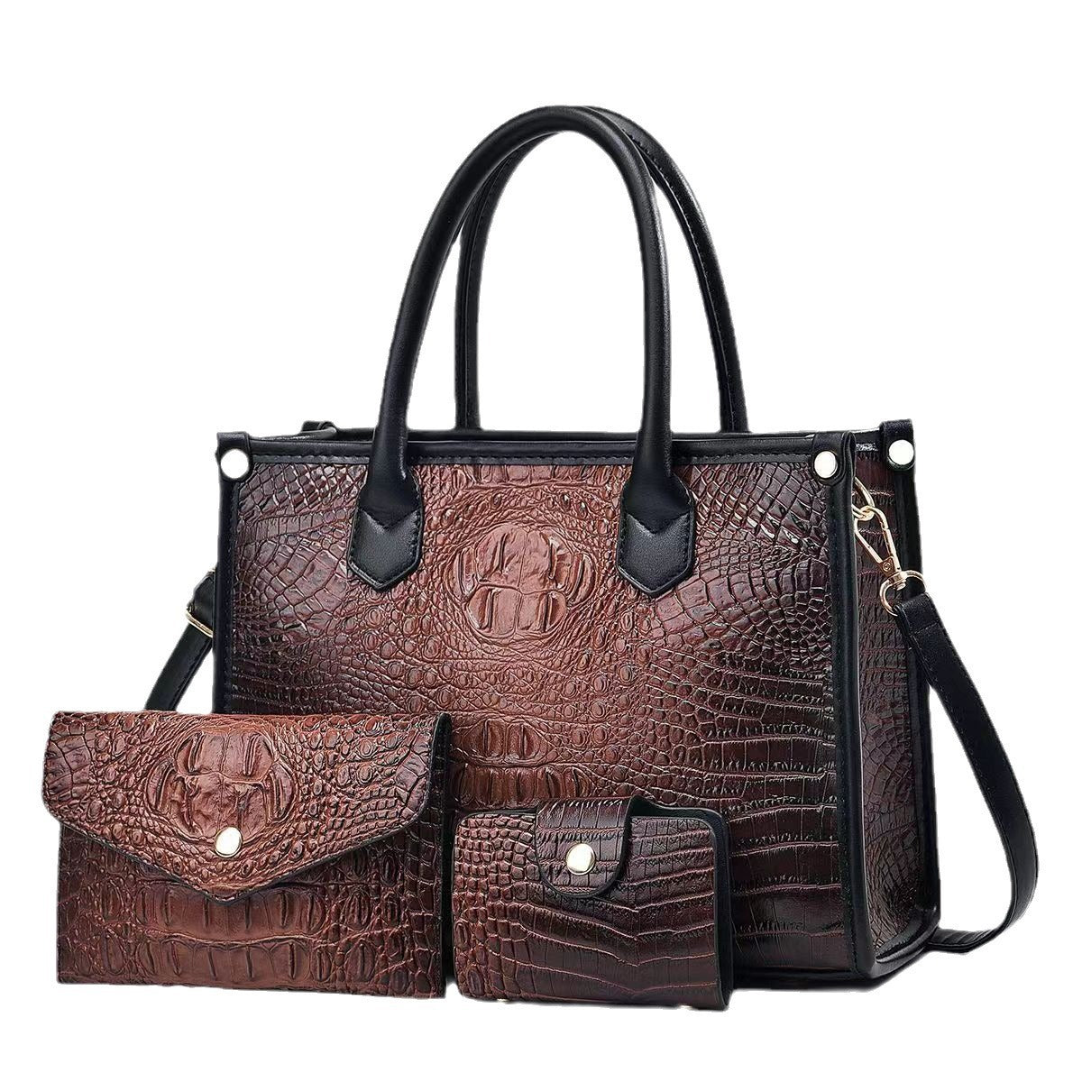 Women's Large Capacity Crocodile Pattern Portable Retro Bags