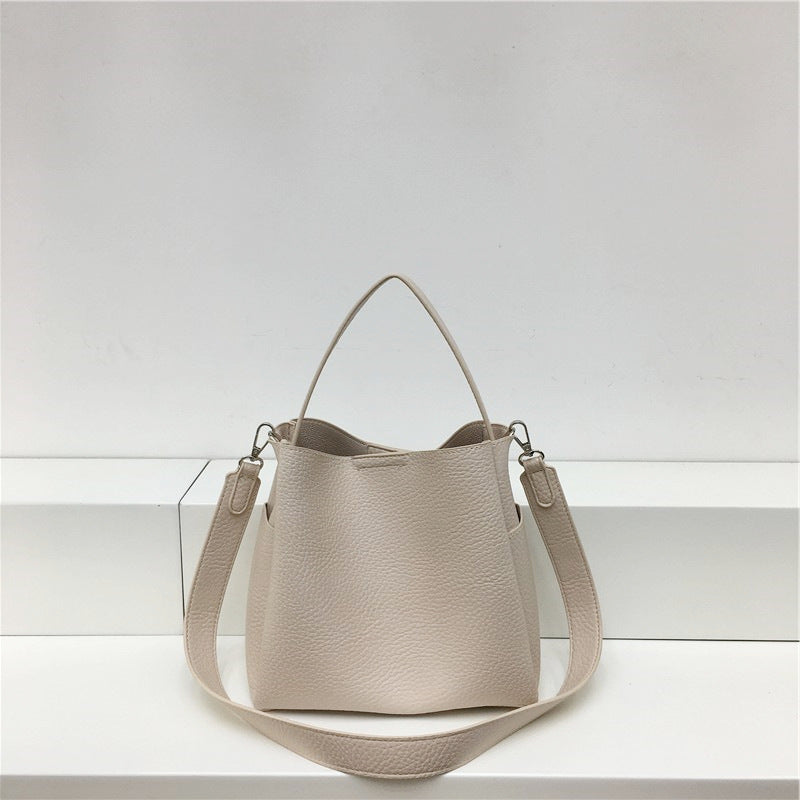 Feel Lychee Pattern Soft Leather Portable Simple Women's Shoulder Bag
