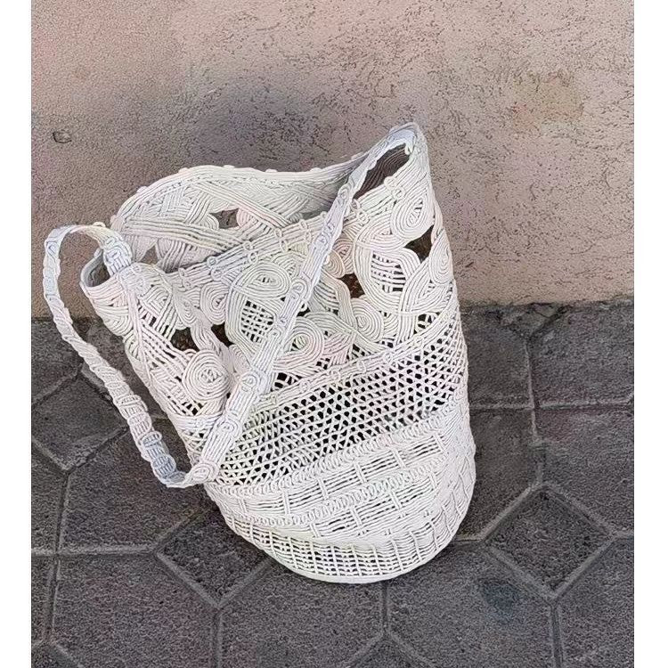 Women's Quality Hollow Wax Rope Hand-woven Underarm Bucket Bags