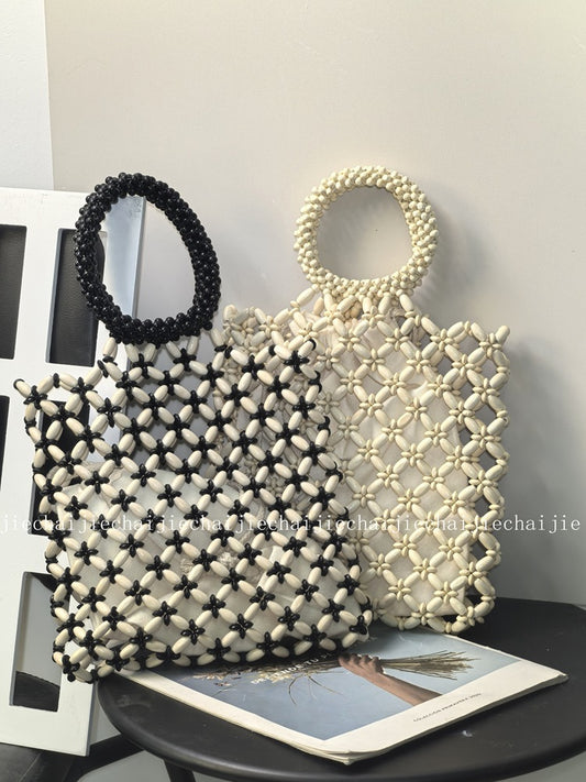 Beaded Wooden Bead Exquisite Woven Popular Acrylic Beads Hollow Out Women's Handbag