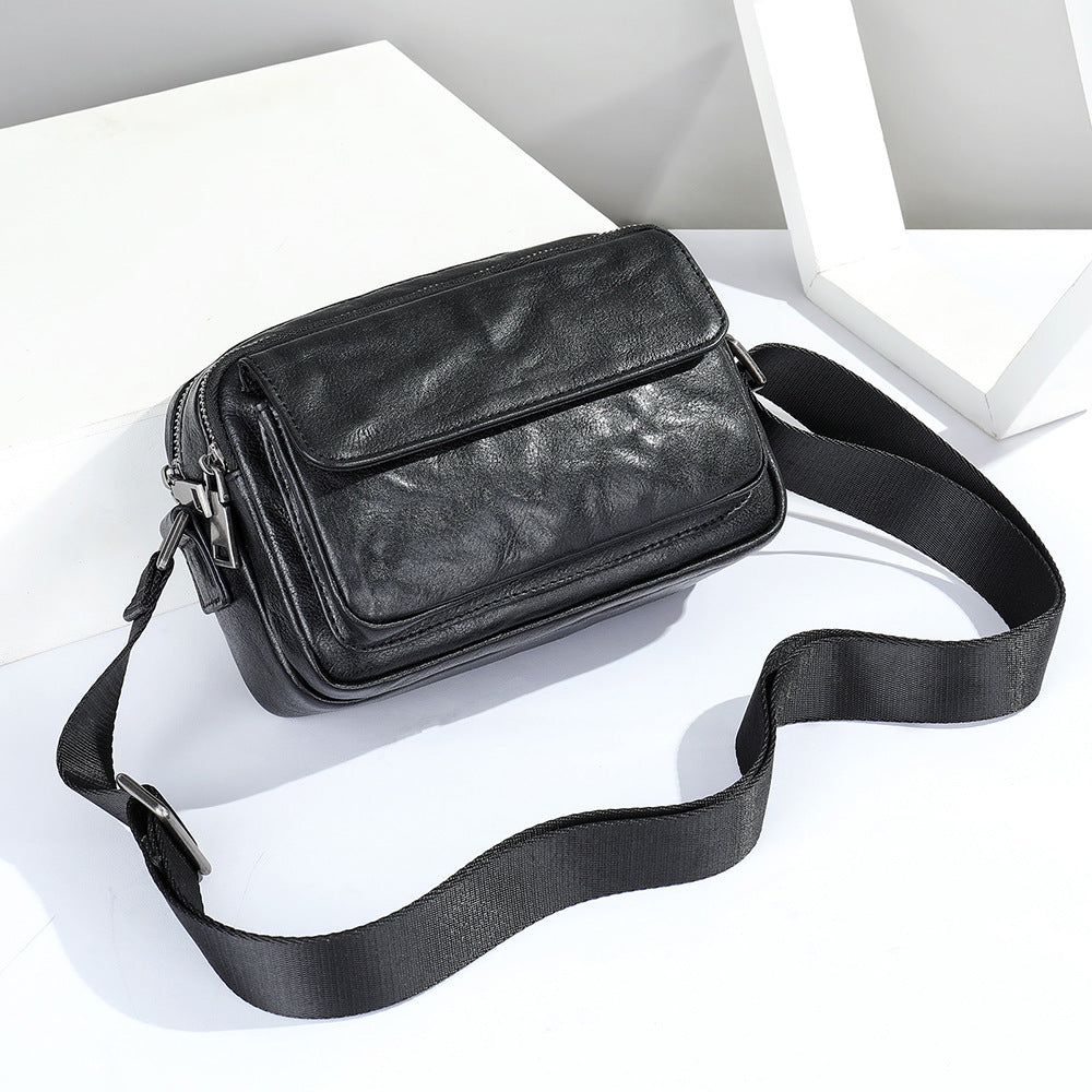 Layer Cowhide Clutch Pattern Horizontal Leather Simple Light Luxury Men's Messenger Bag