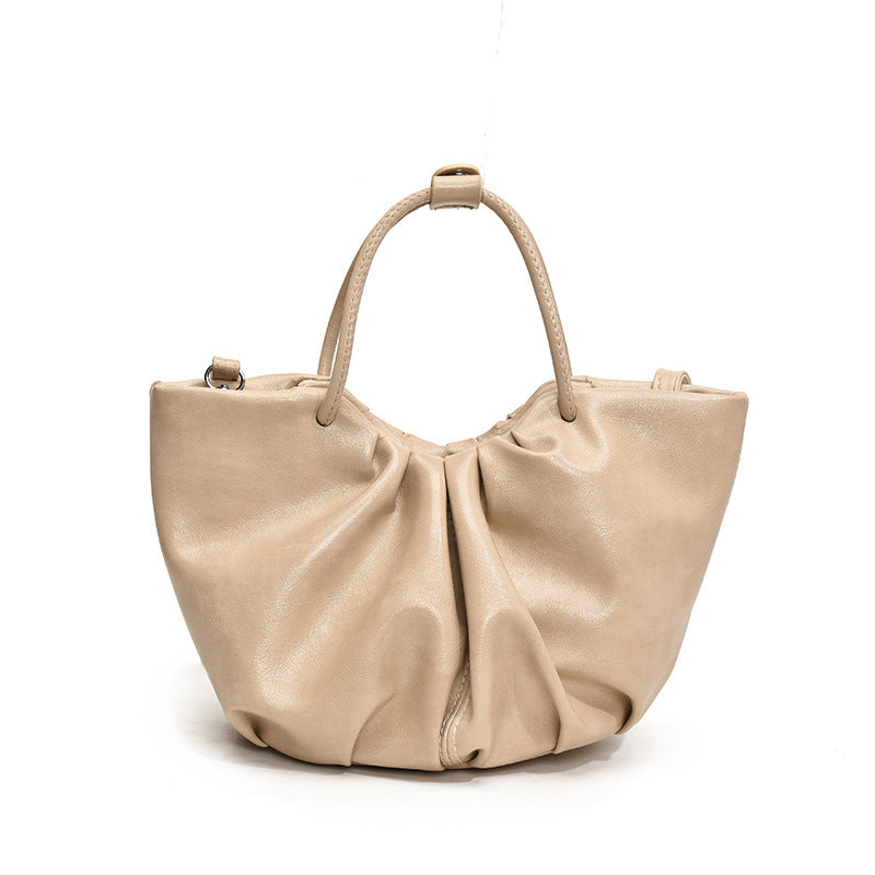 French Pleated Cloud Fashion Soft Leather Portable Vegetable Bags
