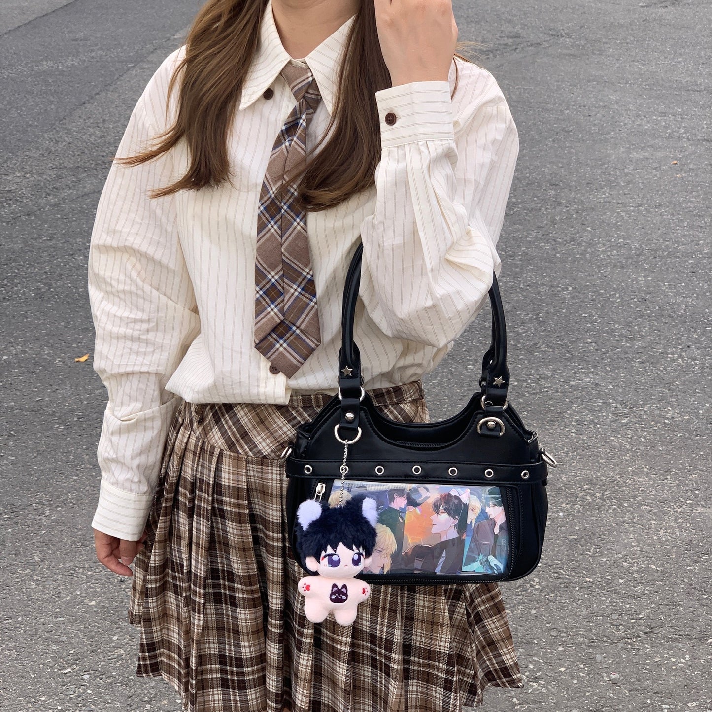 Leather Retro Fashion Millennium Hot Large Capacity Transparent Badge Backpacks