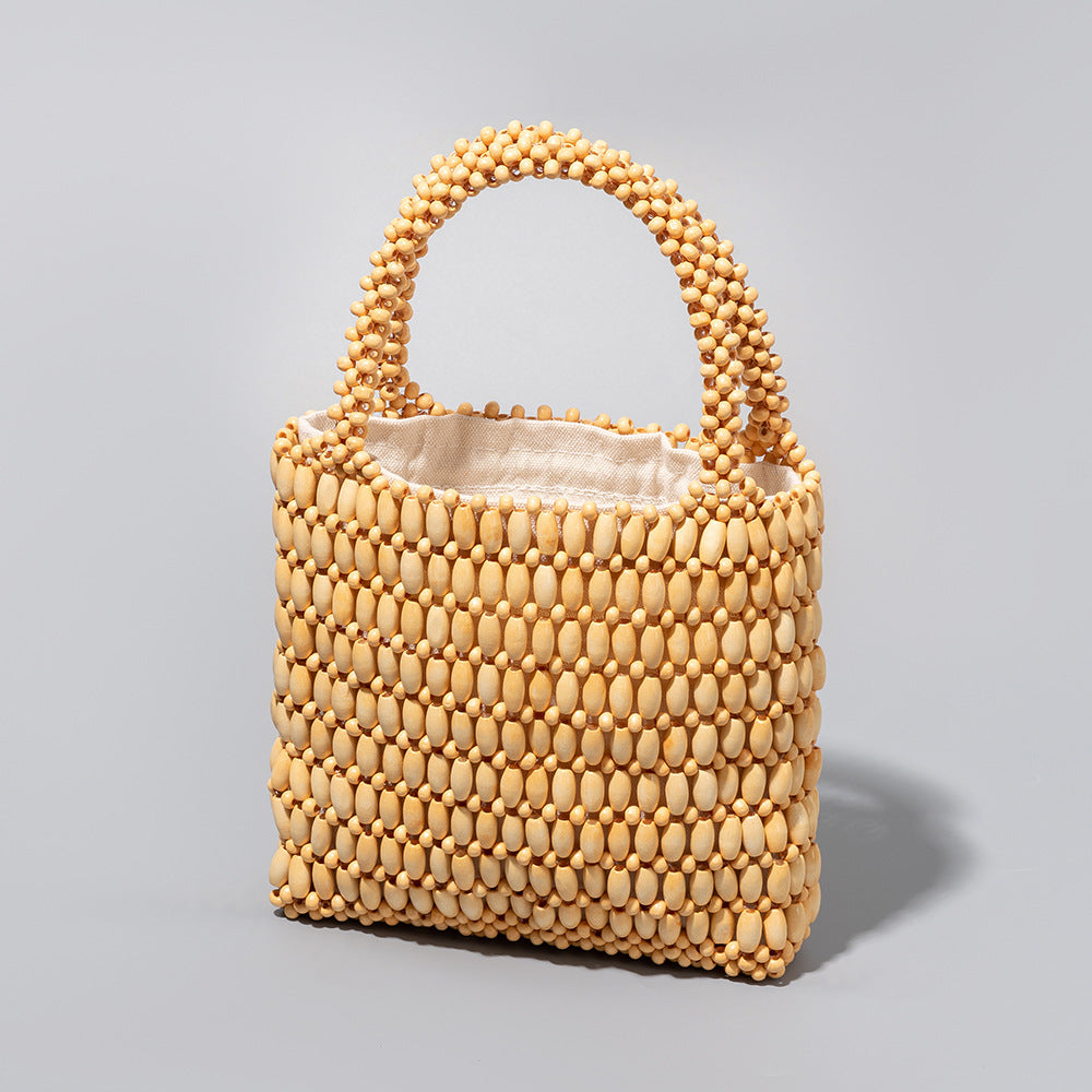 Women's Seaside Vacation With Wooden Beads Decoration Handbags
