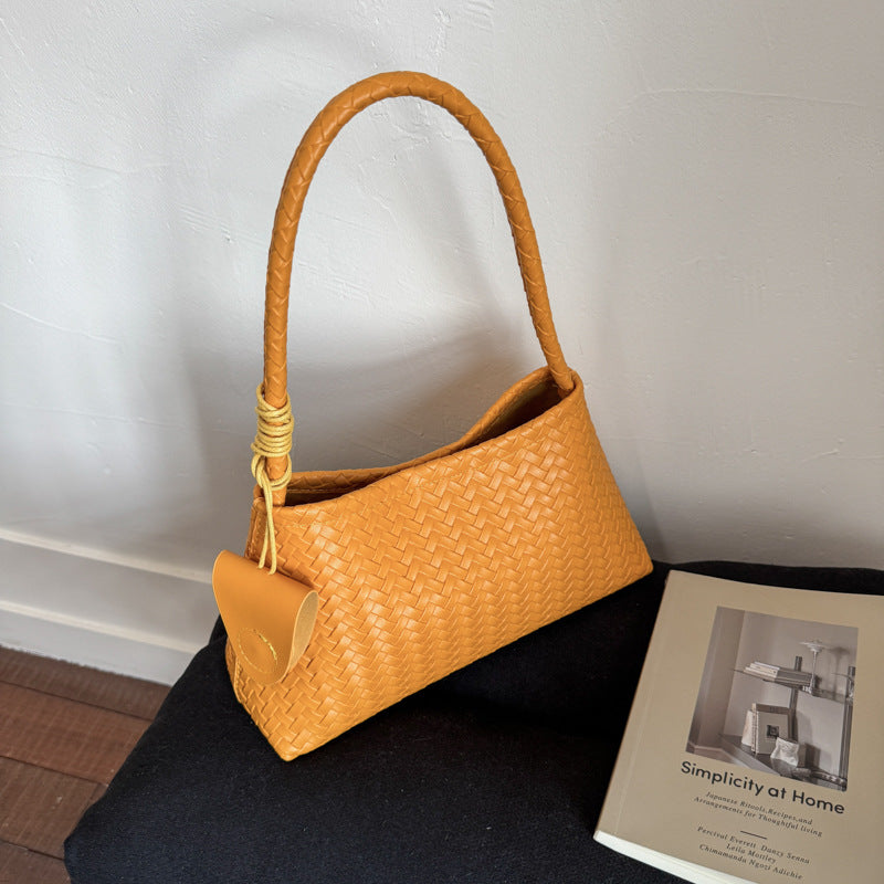 Women's Advanced Texture Light Luxury Woven Underarm Baguette Bags