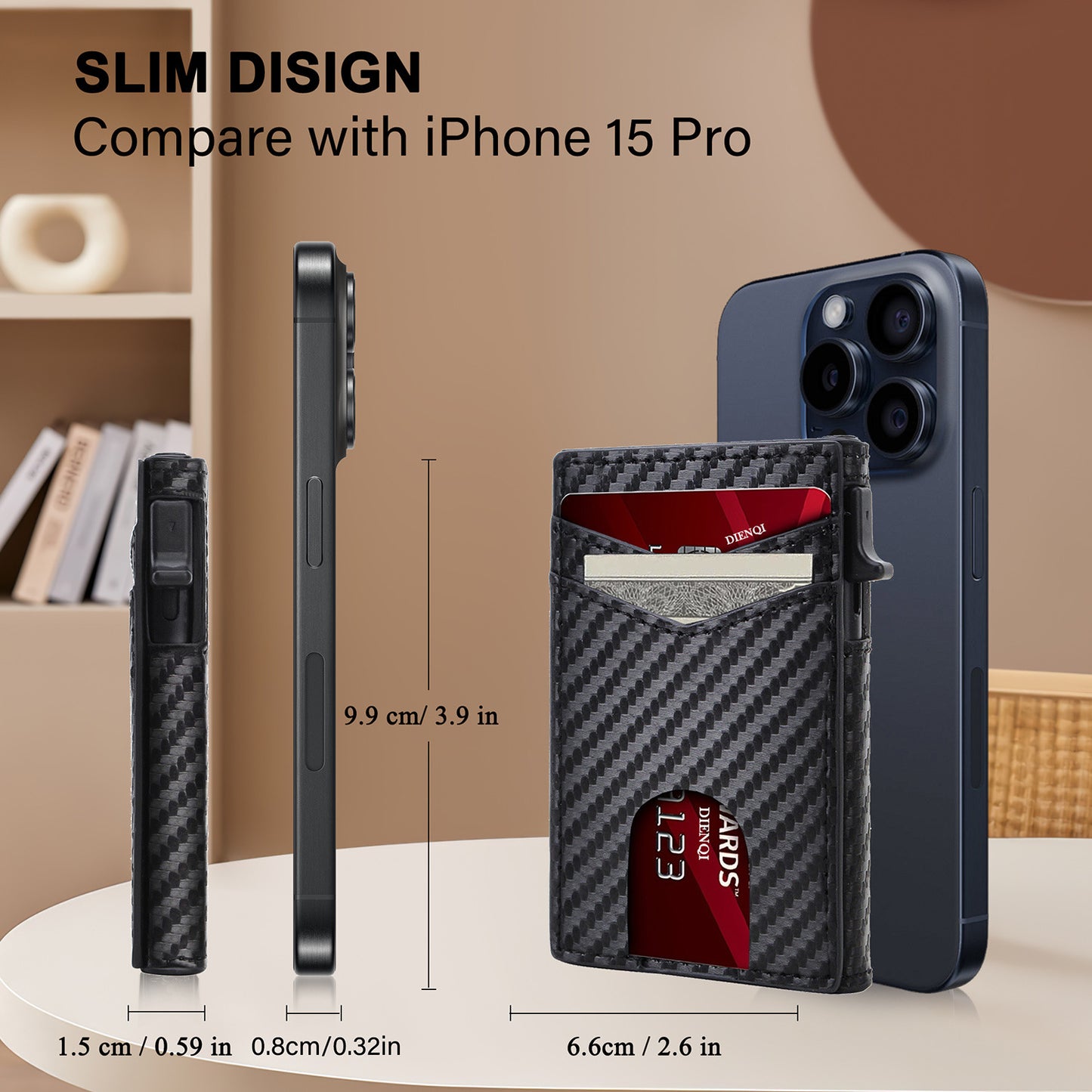 Men's Apple Magnetic Portable Strong Carbon Fiber Card Holder