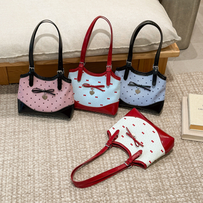 Women's Summer Fashion Bowknot Printed Underarm Western Style Tote Bag