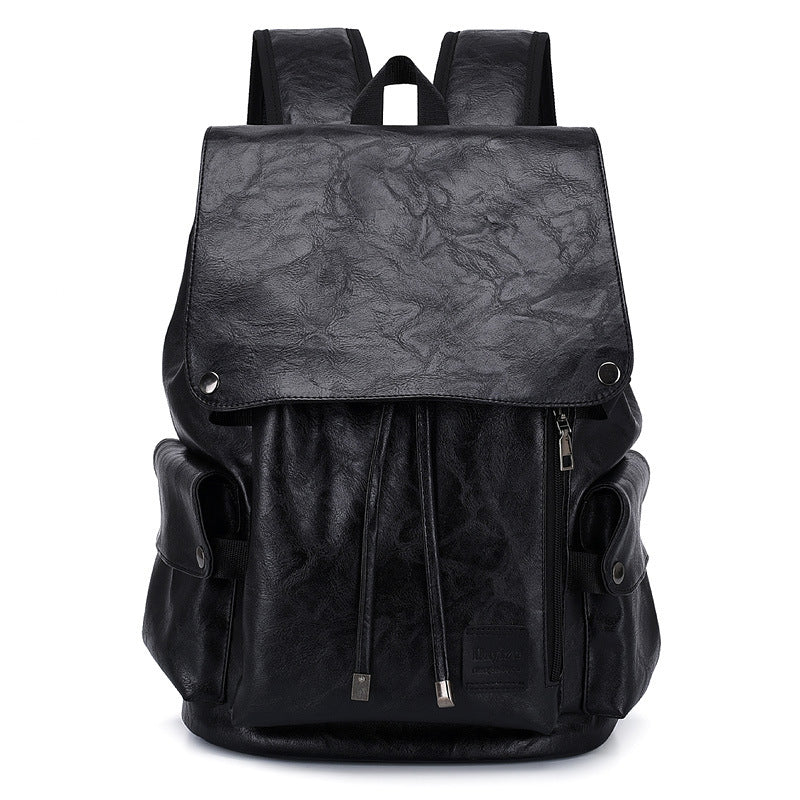 Unique Men's Soft Leather Punk Leisure Business Backpack