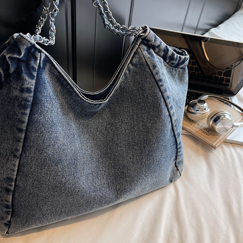 Women's Denim Fashion Retro Large Capacity Underarm Women's Shoulder Bag