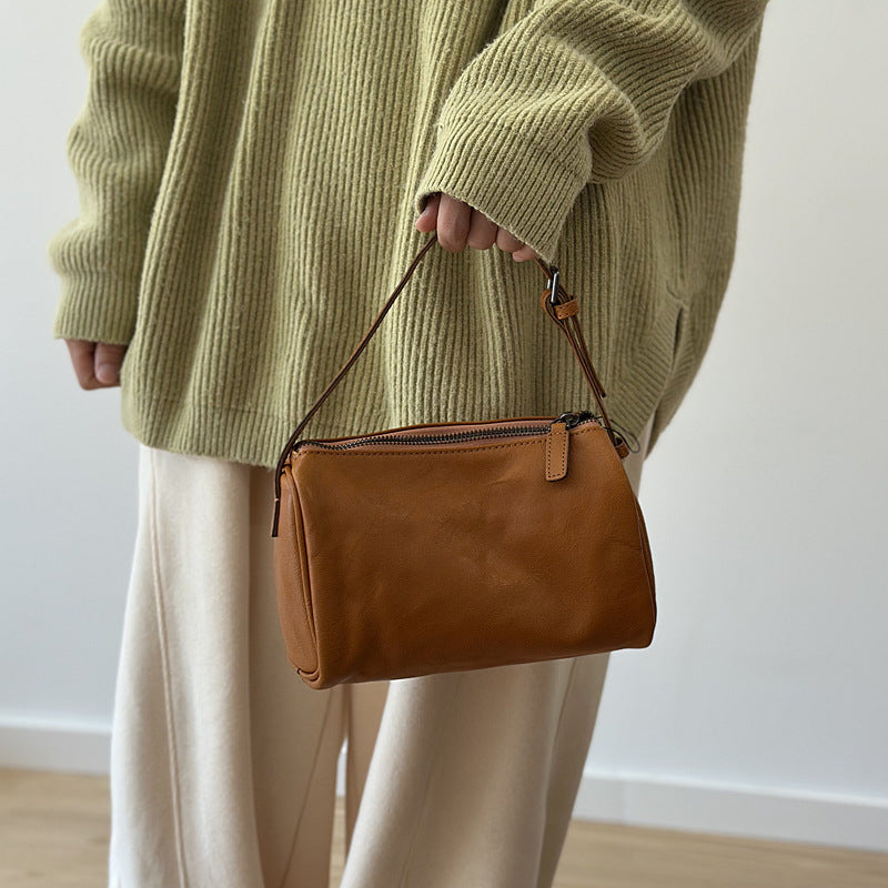 Mini Genuine Leather Female Hand Vegetable Tanned Cowhide Spring Pencil Women's Handbag
