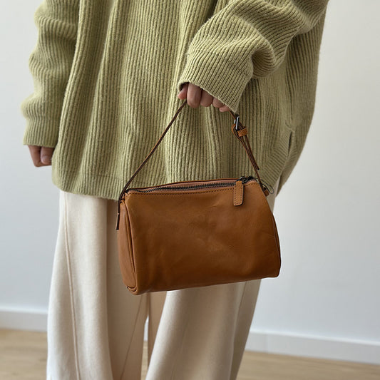 Mini Genuine Leather Female Hand Vegetable Tanned Cowhide Spring Pencil Women's Handbag