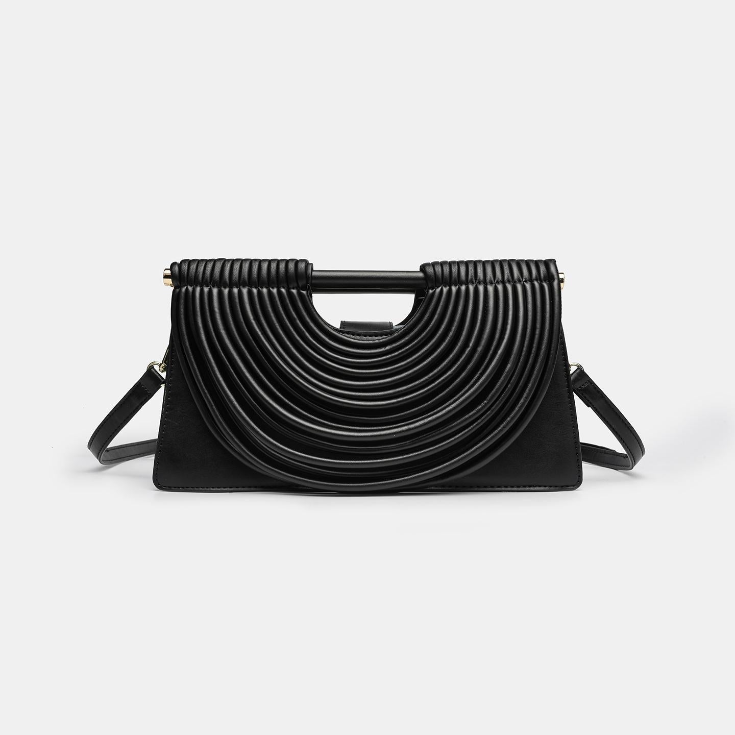 Women's Hand-woven Line Comb Design Trapezoidal Bags