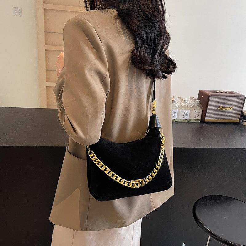 Women's French Minority Suede Fashion Retro Textured Underarm Bag