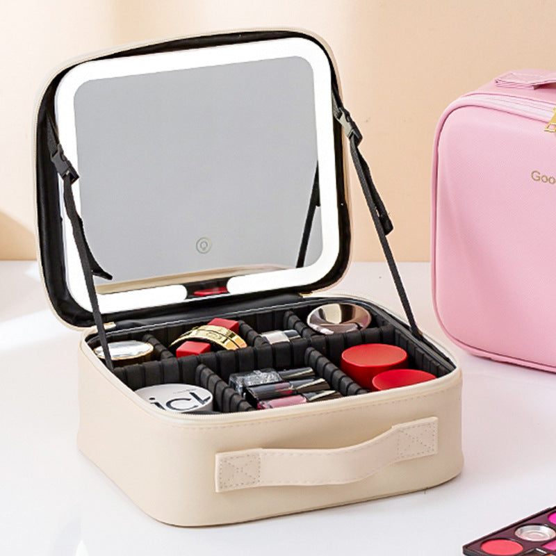 Box With Light Mirror Large Capacity High-grade Makeup Bag