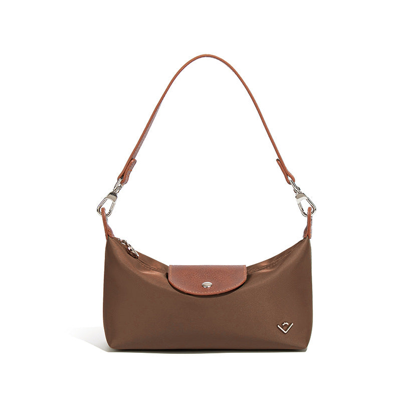Women's Color Contrast Patchwork Nylon Flip Dumpling Lunch Underarm Bag