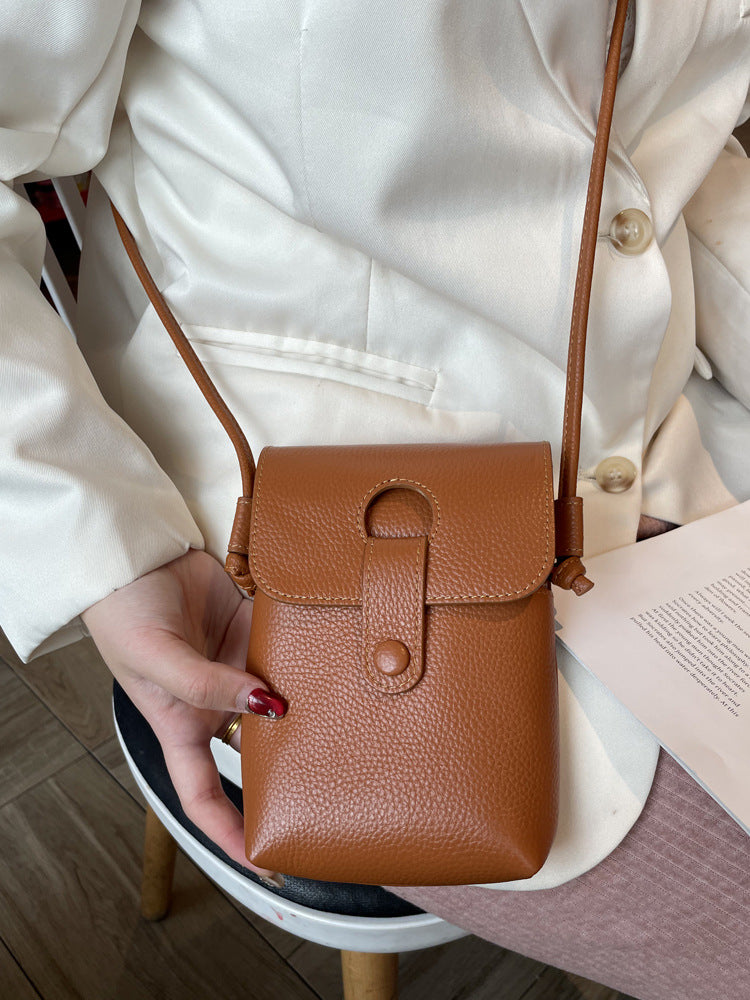 Women's Leather High-grade Fashion First Layer Lightweight Mobile Phone Bag