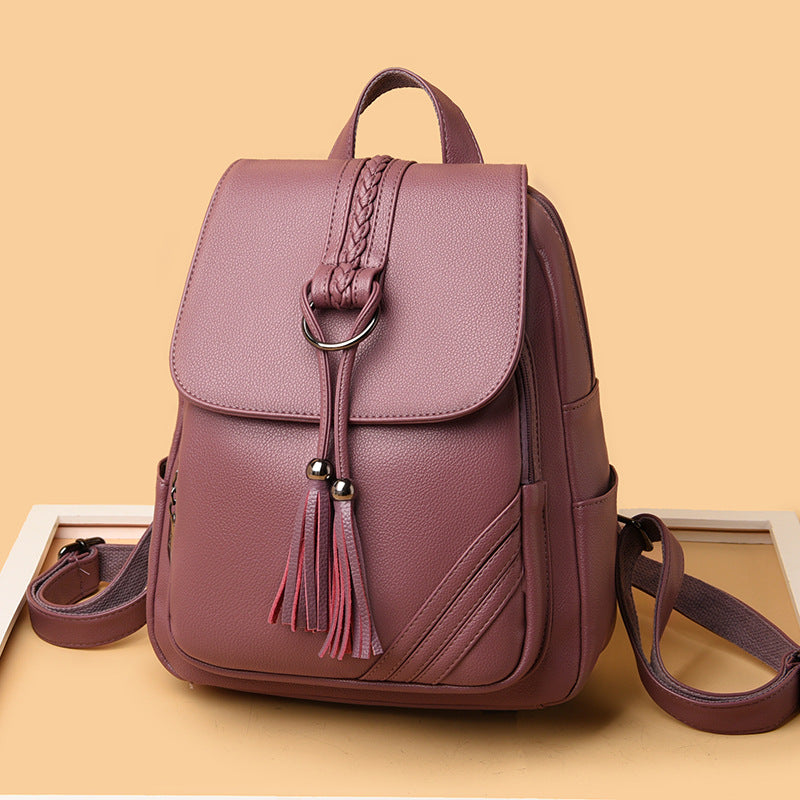 Women's Spring Texture Korean Fashion Simple Large Women's Backpack