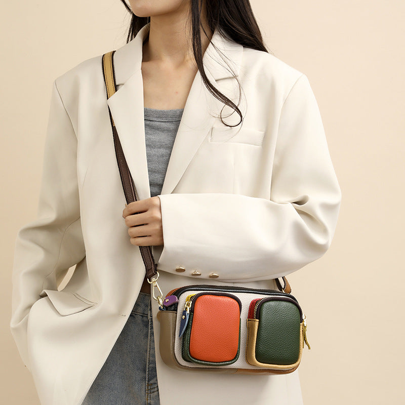 Women's Leather Colorful Top Layer Cowhide Women's Messenger Bag
