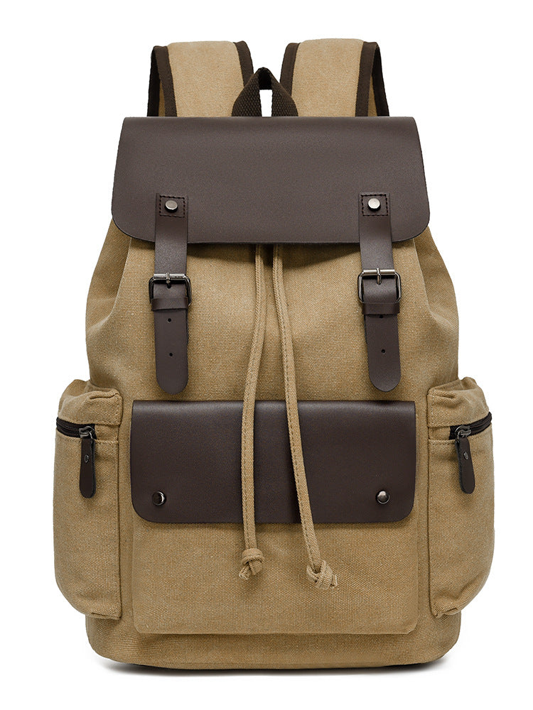 Men's Canvas Computer Personalized Fashion Drawstring Flip Retro Women's Backpack